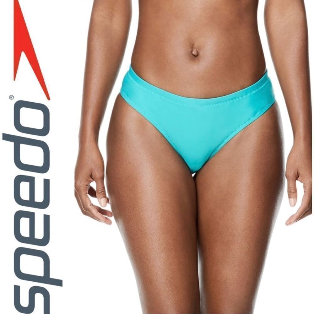 SPEEDO - NWT L Sz Med Endurance Cheeky Hipster Bikini Bottoms in Blue Atoll